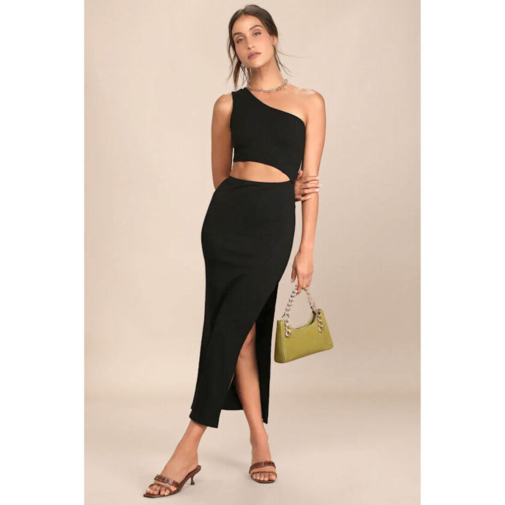 Lulus Spice Things Up Black Cutout Midi Dress - Size M